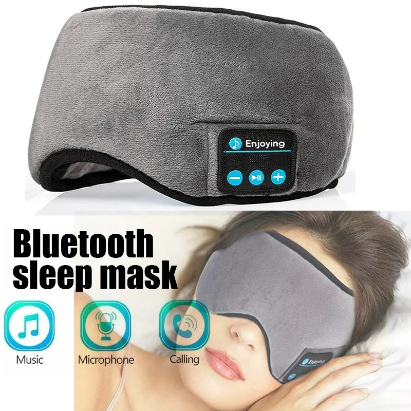 Bluetooth Headset On Ear - หูฟังบลูทูธแบบคาดศีรษะสำหรับกีฬาและนอนหลับ สายคาดศีรษะยืดหยุ่น หูฟังไร้สายพร้อมหน้ากากปิดตาสำหรับฟังเพลง ชุดหูฟังบลูทูธไร้สายแบบคาดศีรษะ