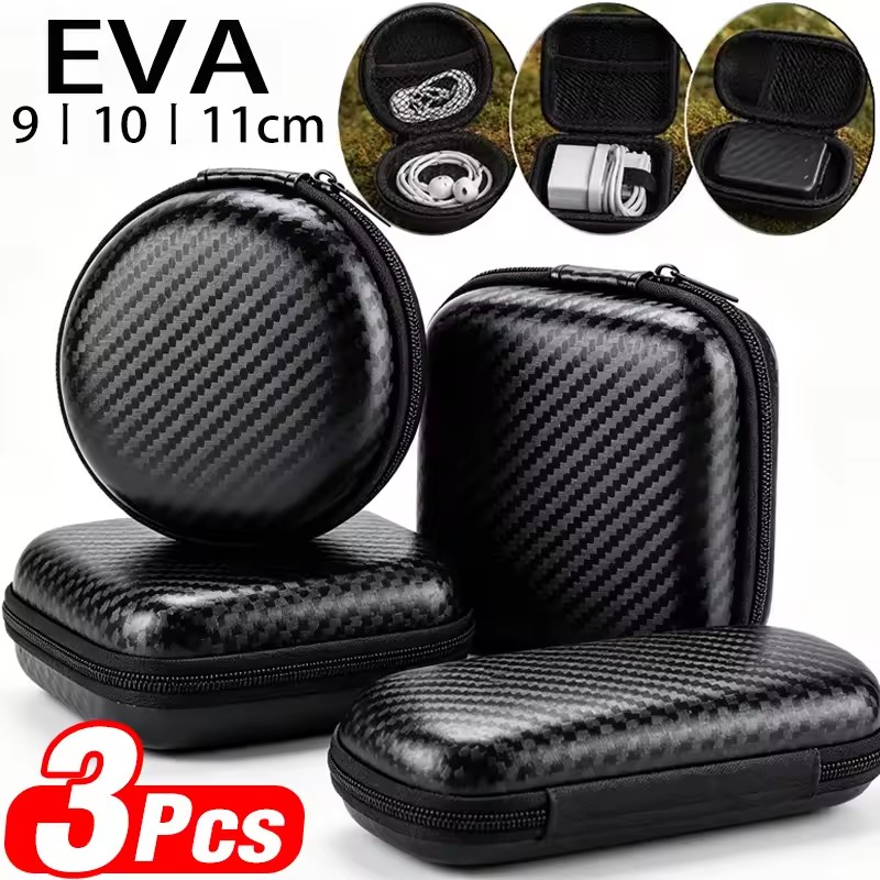 Headphone Case Hard - กระเป๋าเก็บสายชาร์จกันน้ำแบบแข็ง EVA พร้อมซิป ป้องกันแรงกระแทก สำหรับใส่หูฟังและอุปกรณ์อิเล็กทรอนิกส์