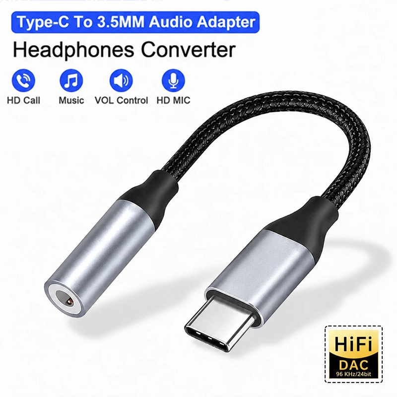 Audiophile Headphone Wired - อะแดปเตอร์แจ็คหูฟัง USB-C ขนาดเล็ก อุปกรณ์เสียงโทรศัพท์ สำหรับฟังเพลงและโทรศัพท์ ใช้กับหูฟังแบบมีสาย