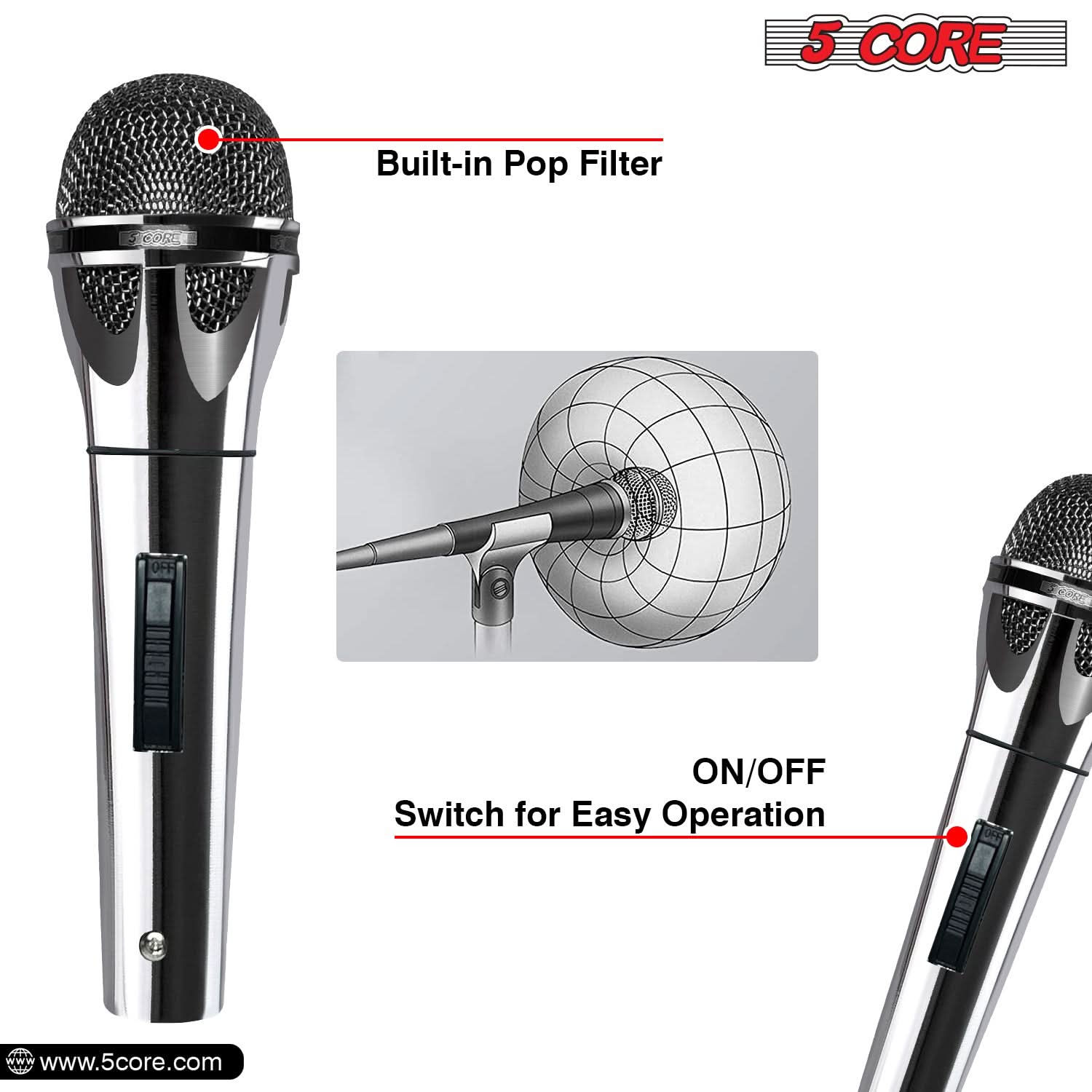 ไมโครโฟนไดนามิก 5 คอร์ XLR สำห - Shure Mic Sm58 บทวิจารณ์และราคา